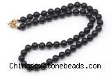 GMN7724 18 - 36 inches 8mm, 10mm round black obsidian beaded necklaces