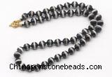 GMN7729 18 - 36 inches 8mm, 10mm round black Tibetan agate beaded necklaces