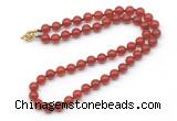 GMN7759 18 - 36 inches 8mm, 10mm round red agate beaded necklaces