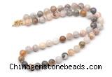 GMN7764 18 - 36 inches 8mm, 10mm round bamboo leaf agate beaded necklaces