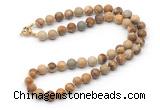 GMN7776 18 - 36 inches 8mm, 10mm round picture jasper beaded necklaces