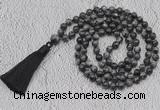 GMN778 Hand-knotted 8mm, 10mm black labradorite 108 beads mala necklaces with tassel