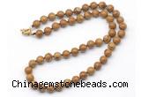 GMN7782 18 - 36 inches 8mm, 10mm round wooden jasper beaded necklaces