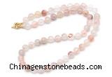 GMN7793 18 - 36 inches 8mm, 10mm round pink quartz beaded necklaces