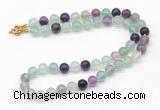 GMN7801 18 - 36 inches 8mm, 10mm round fluorite beaded necklaces