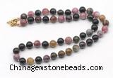 GMN7811 18 - 36 inches 8mm, 10mm round tourmaline beaded necklaces