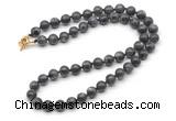 GMN7816 18 - 36 inches 8mm, 10mm round black labradorite beaded necklaces