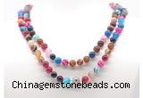 GMN8009 18 - 36 inches 8mm, 10mm colorful banded agate 54, 108 beads mala necklaces