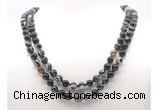 GMN8011 18 - 36 inches 8mm, 10mm black banded agate 54, 108 beads mala necklaces