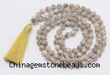 GMN819 Hand-knotted 8mm, 10mm feldspar 108 beads mala necklace with tassel