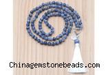 GMN8201 18 - 36 inches 8mm blue spot stone 54, 108 beads mala necklace with tassel