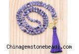 GMN8204 18 - 36 inches 8mm dogtooth amethyst 54, 108 beads mala necklace with tassel