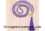 GMN8205 18 - 36 inches 8mm amethyst 54, 108 beads mala necklace with tassel