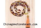 GMN8212 18 - 36 inches 8mm mookaite 54, 108 beads mala necklace with tassel