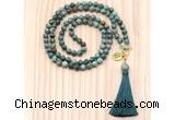 GMN8214 18 - 36 inches 8mm African turquoise 54, 108 beads mala necklace with tassel