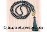 GMN8215 18 - 36 inches 8mm kambaba jasper 54, 108 beads mala necklace with tassel