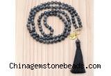 GMN8220 18 - 36 inches 8mm black labradorite 54, 108 beads mala necklace with tassel