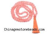 GMN8401 8mm, 10mm cherry quartz 27, 54, 108 beads mala necklace with tassel