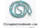 GMN8412 8mm, 10mm blue sea sediment jasper 27, 54, 108 beads mala necklace with tassel