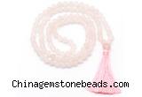 GMN8439 8mm, 10mm matte rose quartz 27, 54, 108 beads mala necklace with tassel