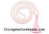 GMN8439 8mm, 10mm matte rose quartz 27, 54, 108 beads mala necklace with tassel