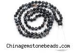 GMN8499 8mm, 10mm black banded agate 27, 54, 108 beads mala necklace with tassel