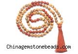 GMN8552 8mm, 10mm picture jasper & red jasper 108 beads mala necklace with tassel