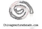 GMN8585 8mm, 10mm labradorite, rose quartz & white moonstone 108 beads mala necklace with tassel