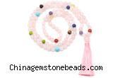GMN8610 Hand-knotted 7 Chakra 8mm, 10mm rose quartz 108 beads mala necklace with tassel
