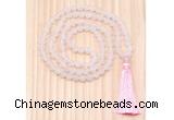 GMN8701 Hand-Knotted 8mm, 10mm Matte Rose Quartz 108 Beads Mala Necklace