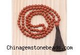 GMN8715 Hand-Knotted 8mm, 10mm Matte Red Jasper 108 Beads Mala Necklace