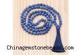 GMN8726 Hand-Knotted 8mm, 10mm Matte Lapis Lazuli 108 Beads Mala Necklace