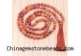 GMN8828 Hand-Knotted 8mm, 10mm Fire Agate 108 Beads Mala Necklace