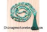 GMN8830 Hand-Knotted 8mm, 10mm Grass Agate 108 Beads Mala Necklace