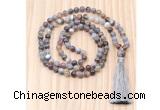 GMN8833 Hand-Knotted 8mm, 10mm Botswana Agate 108 Beads Mala Necklace