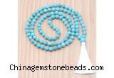 GMN8840 Hand-Knotted 8mm, 10mm Blue Howlite 108 Beads Mala Necklace