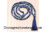 GMN8843 Hand-Knotted 8mm, 10mm Dumortierite 108 Beads Mala Necklace