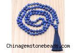 GMN8844 Hand-Knotted 8mm, 10mm Lapis Lazuli 108 Beads Mala Necklace