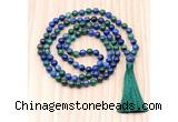 GMN8845 Hand-Knotted 8mm, 10mm Chrysocolla 108 Beads Mala Necklace