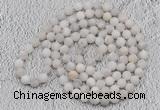 GMN904 Hand-knotted 8mm, 10mm matte white crazy agate 108 beads mala necklaces