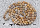 GMN907 Hand-knotted 8mm, 10mm matte fossil coral 108 beads mala necklaces