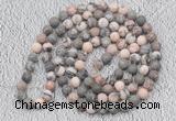 GMN908 Hand-knotted 8mm, 10mm matte pink zebra jasper 108 beads mala necklaces