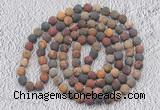 GMN910 Hand-knotted 8mm, 10mm matte picasso jasper 108 beads mala necklaces