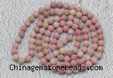 GMN913 Hand-knotted 8mm, 10mm matte pink fossil jasper 108 beads mala necklaces