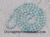 GMN924 Hand-knotted 8mm, 10mm matte amazonite 108 beads mala necklaces