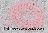 GMN929 Hand-knotted 8mm, 10mm matte rose quartz 108 beads mala necklaces