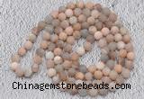 GMN932 Hand-knotted 8mm, 10mm matte sunstone 108 beads mala necklaces