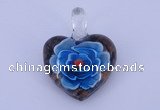 LP04 16*30*38mm heart inner flower lampwork glass pendants