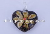 LP07 15*32*41mm heart inner flower lampwork glass pendants