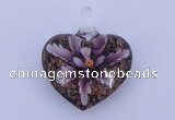 LP08 16*32*40mm heart inner flower lampwork glass pendants